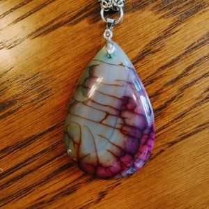 Handmade byzantine necklace with natural stone pendent